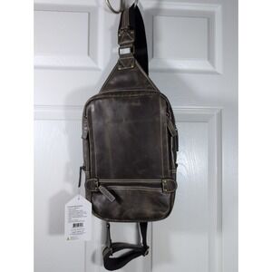 Kingport Industries Distressed Buffalo Leather Crossbody Sling Backpack New